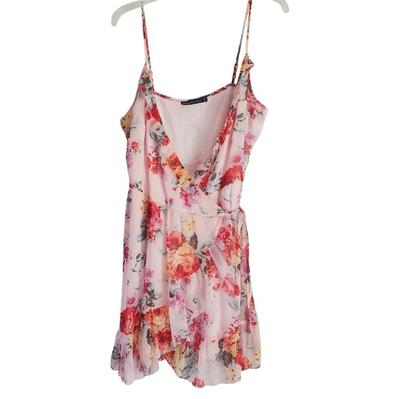 Abercrombie & Fitch Dresses & Skirts - Abercrombie & Fitch Dress Womens M Slip Pink Floral Wrap Ruffle Hem Sundress